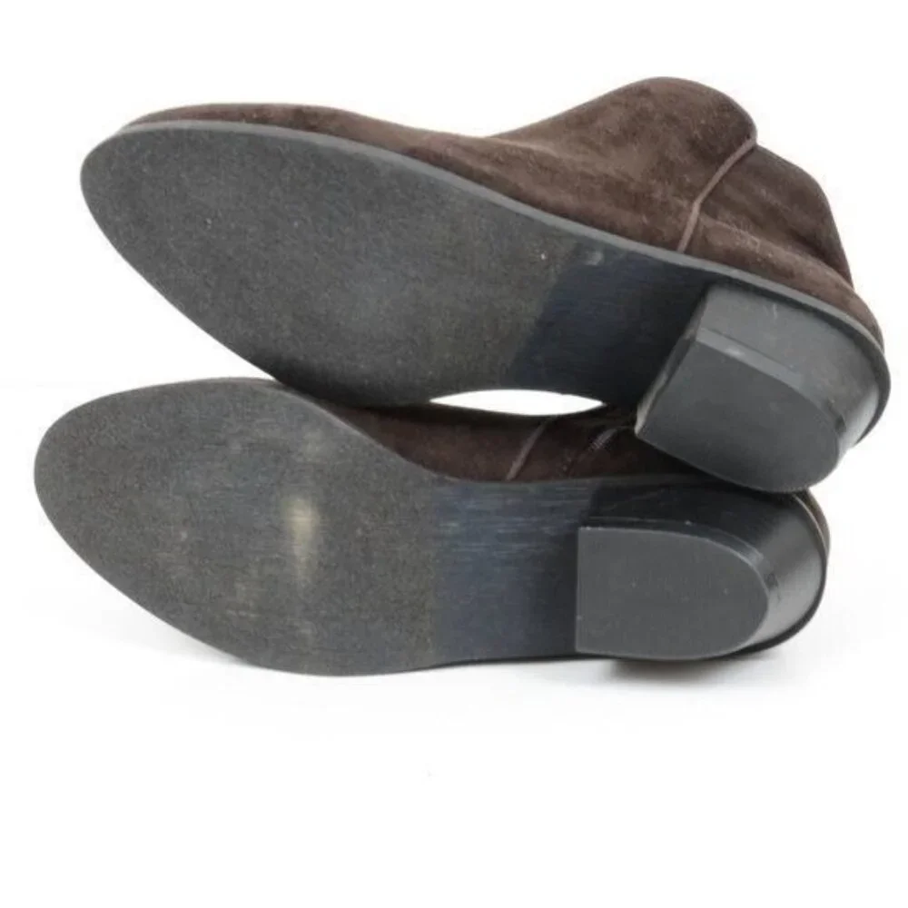 Side Step Women's 9.5 WIDE‎ Brown Faux Suede Booties Western Minimalist Festival